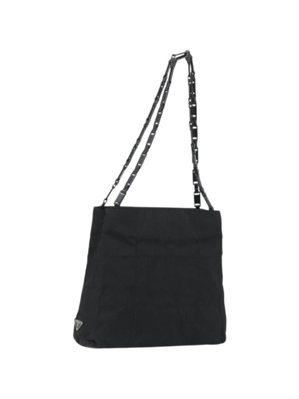 PRADA Plastic Chain Tote Bag Nylon Black Silver